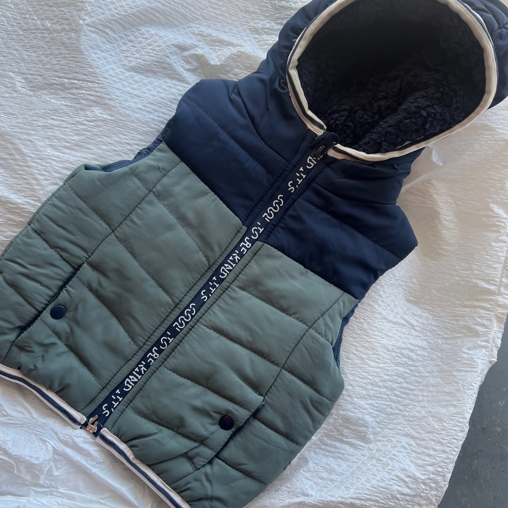 Blue and Green Two-Tone Quilted Vest